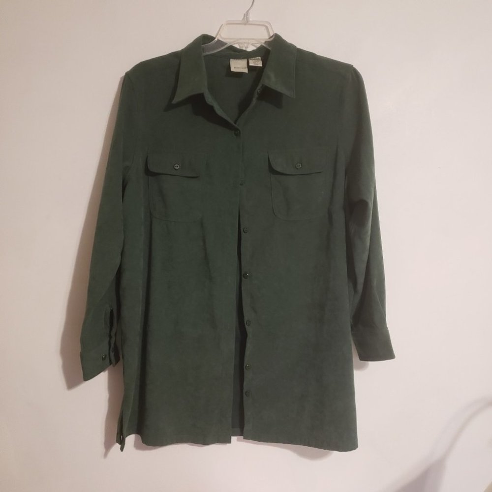 Large Roaman's Dark Green Button Down Shirt